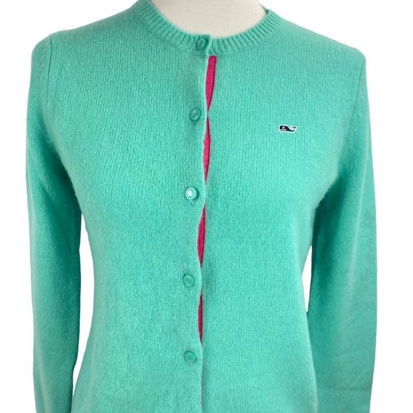 Vineyard Vines Sweaters - Vineyard Vines Womens Cardigan Sweater Size Small Lambswool Soft Warm Teal Mint